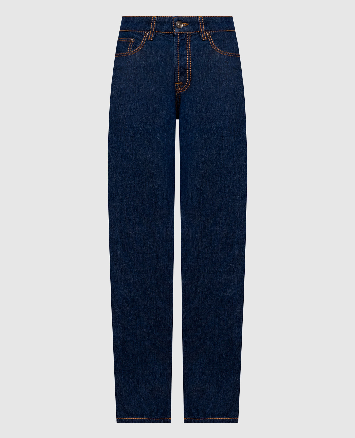 Blue jeans with logo patch Versace