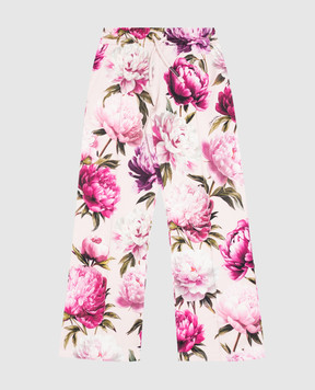 Dolce&Gabbana Children's pink floral print sweatpants L5JPJ5G7QWQ36