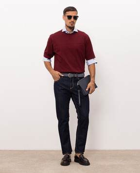 Dolce&Gabbana Burgundy T-shirt with logo embroidery G8PN9ZG7P9N