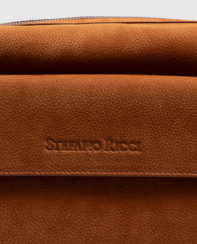 Stefano Ricci Brown nubuck toiletry bag with embossed logo PP461XUOSNS
