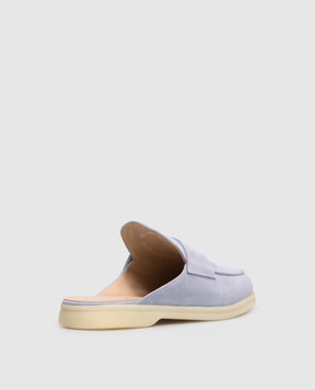 Babe Pay Pls Blue suede mules with logo engraving 231108ZA