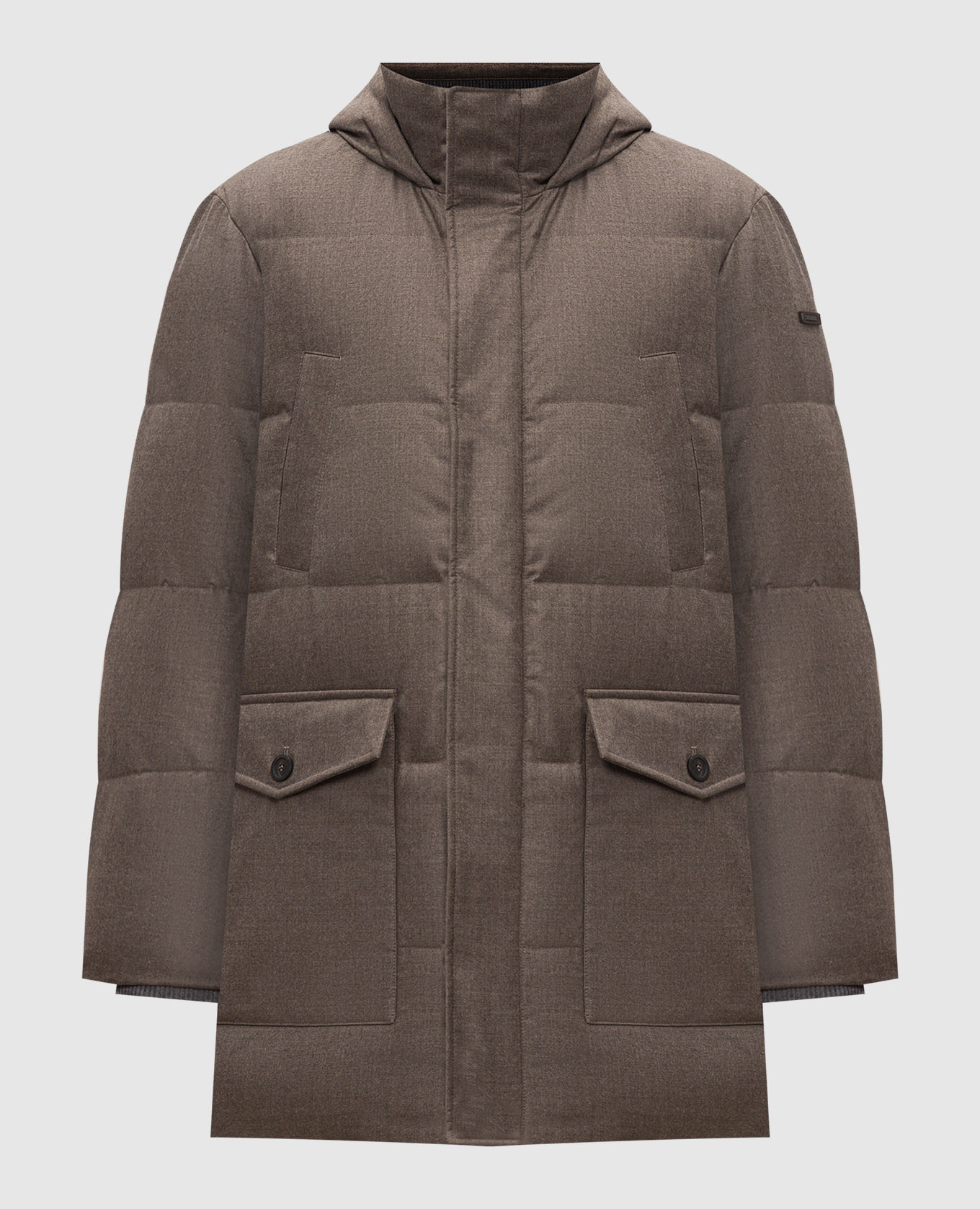 Brown down jacket with wool