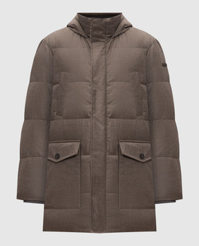 Peserico Brown down jacket with wool R52244D2574