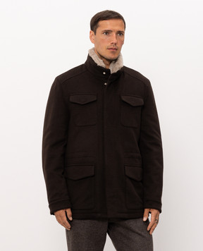 Enrico Mandelli Brown cashmere jacket with mink fur 2T744A4816