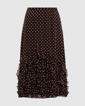 Valentino Brown polka dot silk skirt 8B3RAEP59AB