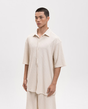 Off-White Beige terry shirt with OFF logo pattern 44MGG013C9J0010