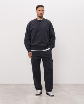 Stone Island Blue joggers with logo patch L2S156200002S0051