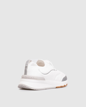 Brunello Cucinelli White cotton sneakers with textured logo MZUAUFO340