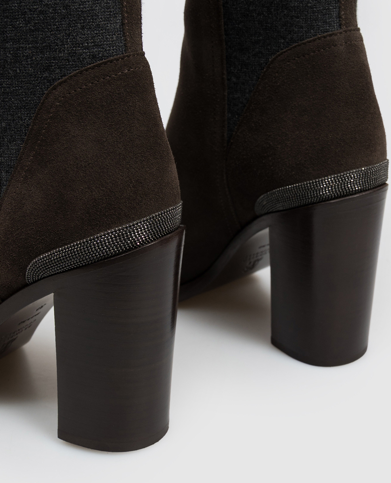 Brown suede ankle boots with monil chain Brunello Cucinelli 5