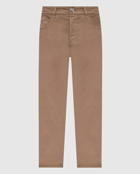 Brunello Cucinelli Beige pants with logo patch M289LI1780
