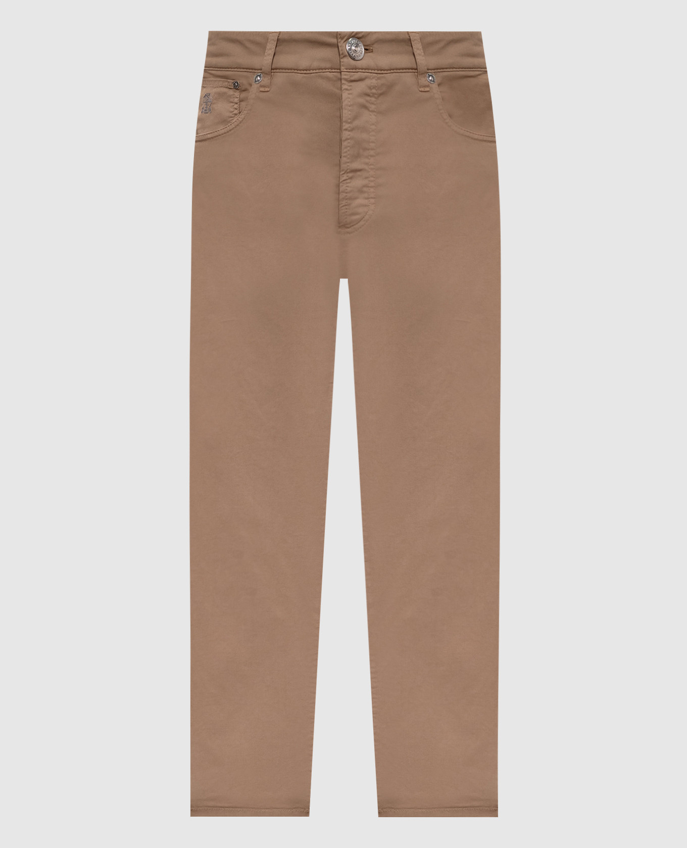 Beige pants with logo patch