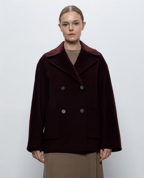 JOSEPH Flavia burgundy double-breasted wool and cashmere coat JF010041