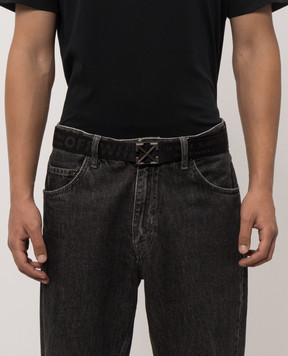 Off-White Black belt with woven logo pattern OWMRB03F26FB01