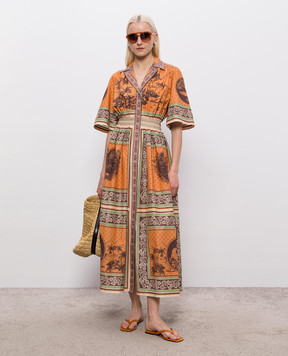 Alemais Orange Alberta shirt dress with silk 6946D