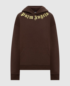 Palm Angels Brown hoodie with logo PAMBB003FL001w