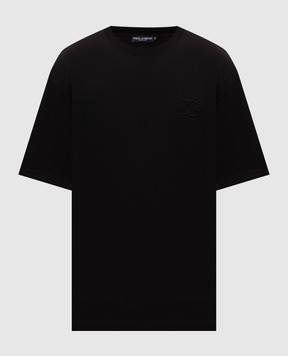 Dolce&Gabbana Black T-shirt with textured DG logo monogram G8PN9ZG7P7V