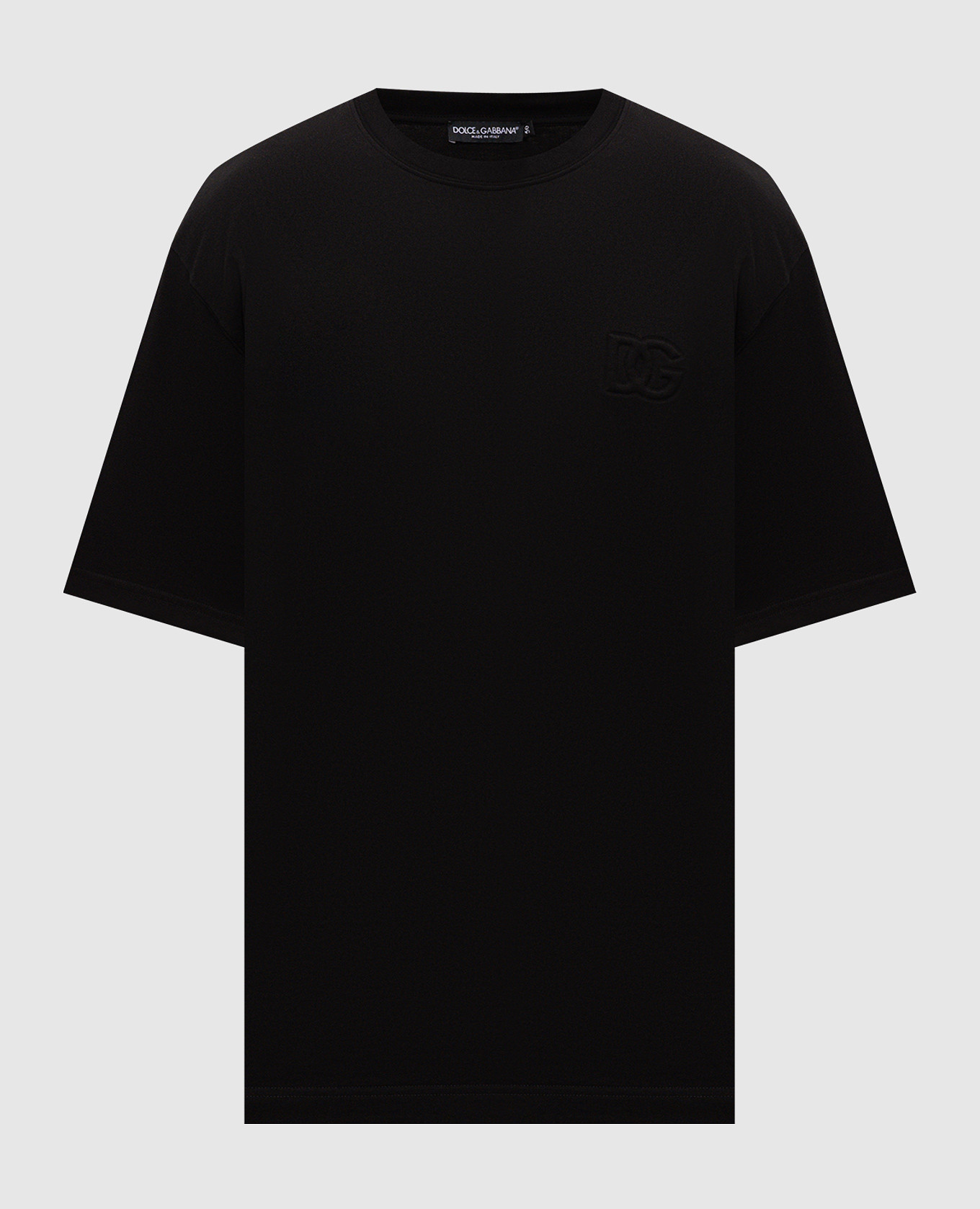 Black T-shirt with textured DG logo monogram