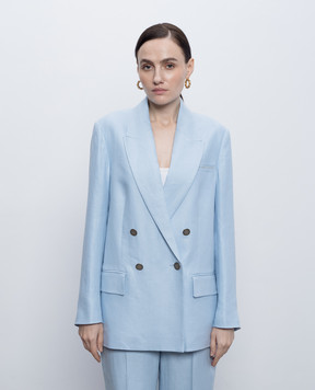 Peserico Blue double-breasted linen jacket A0121502606