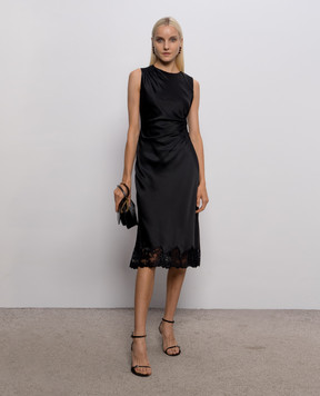 Ermanno Scervino Black midi dress with lace D492Q332APXZV