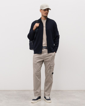 C.P. Company Blue cardigan with logo patch MKN096A110560A