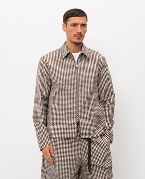 Moncler Brown Vichy check zip-up shirt L10912F00061599DI