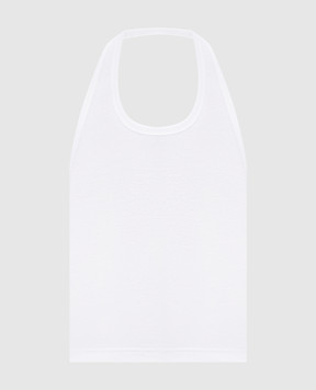 Vetements White ribbed top with logo WE76TT521W