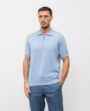 Stefano Ricci Blue wool, cashmere and silk polo shirt W505507P31W26150