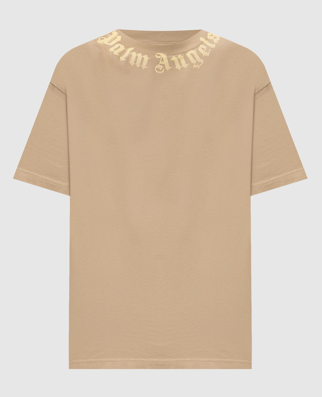 Beige T-shirt with logo print