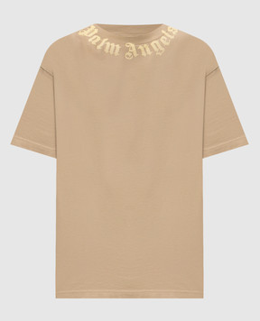 Palm Angels Beige T-shirt with logo print PAMAA001JR001