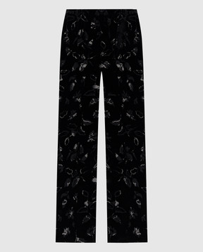 Asceno Loreto black velvet pants with silk B065F65C01