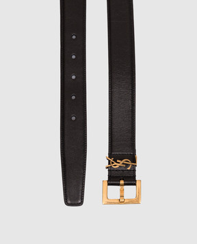 Saint Laurent Cassandre black leather belt 634437BOO0W