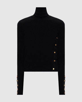 Palm Angels Black ribbed wool and silk golf PWHF027F23KNI001