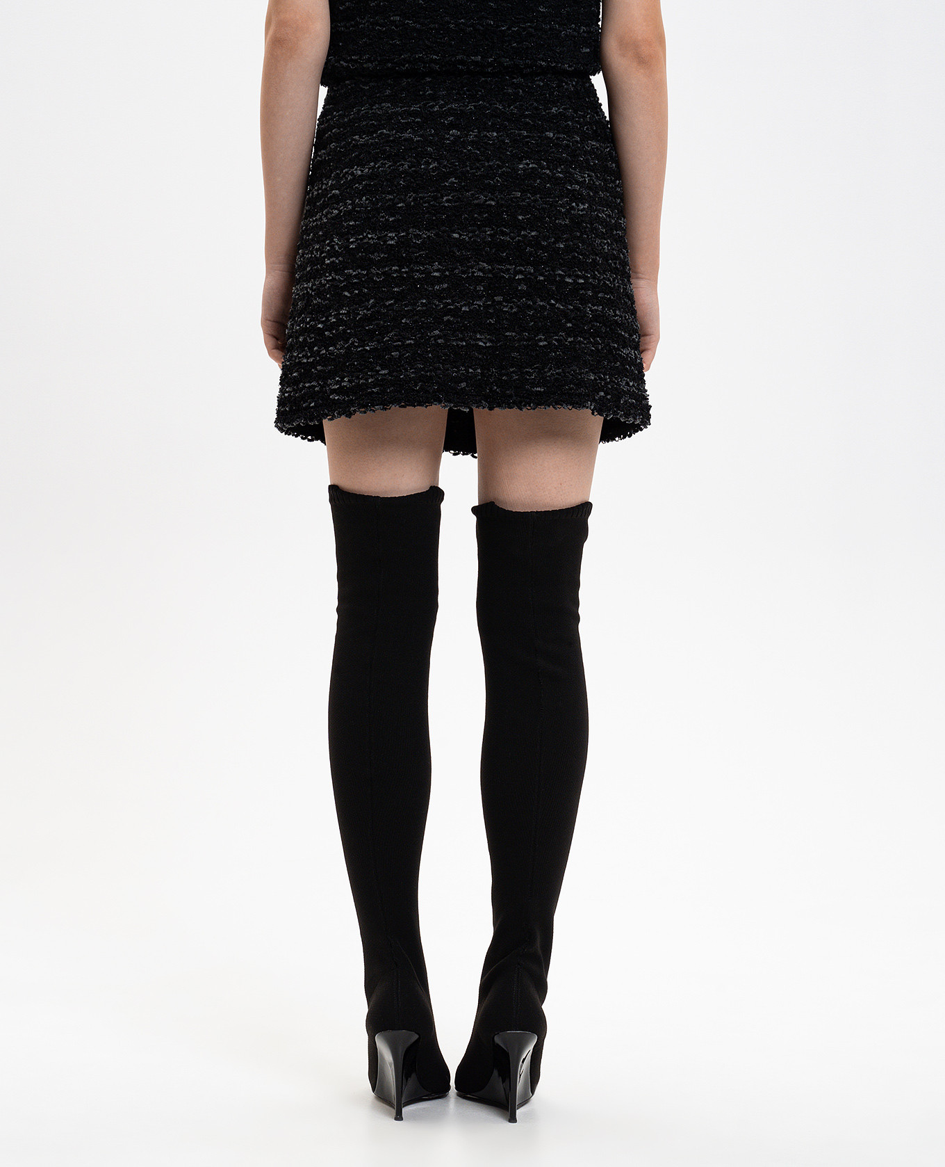 Black tweed mini skirt with hemp Balmain 4