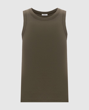 JOSEPH Khaki Yeux ribbed top JF009683