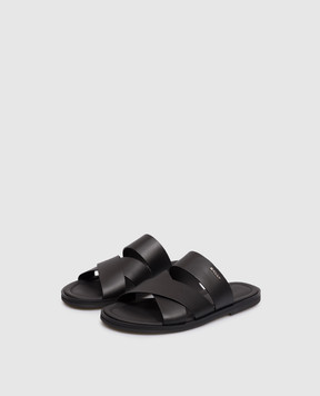 Bally Black leather flip-flops with textured logo MSS05HVT980