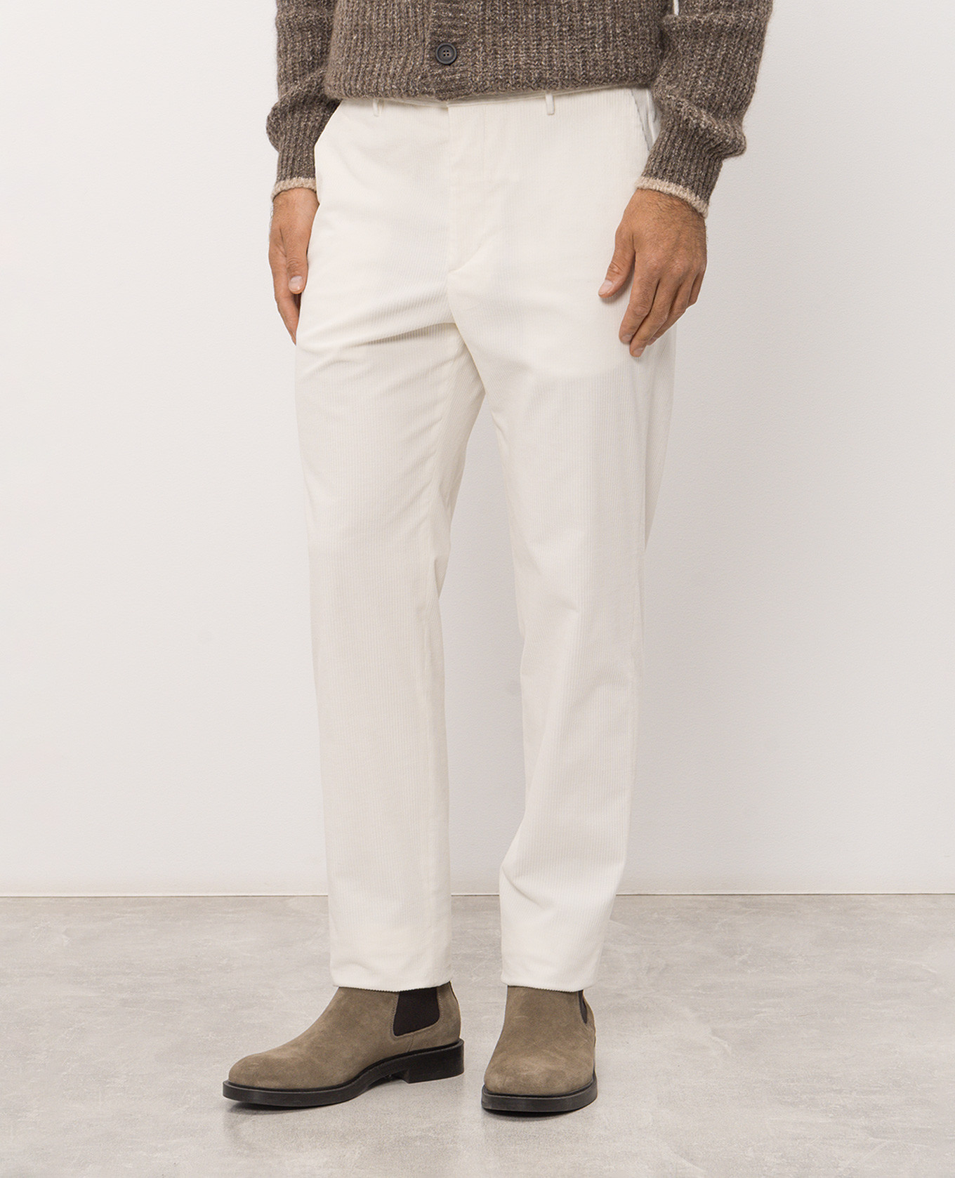 Ivory corduroy pants Peserico 3