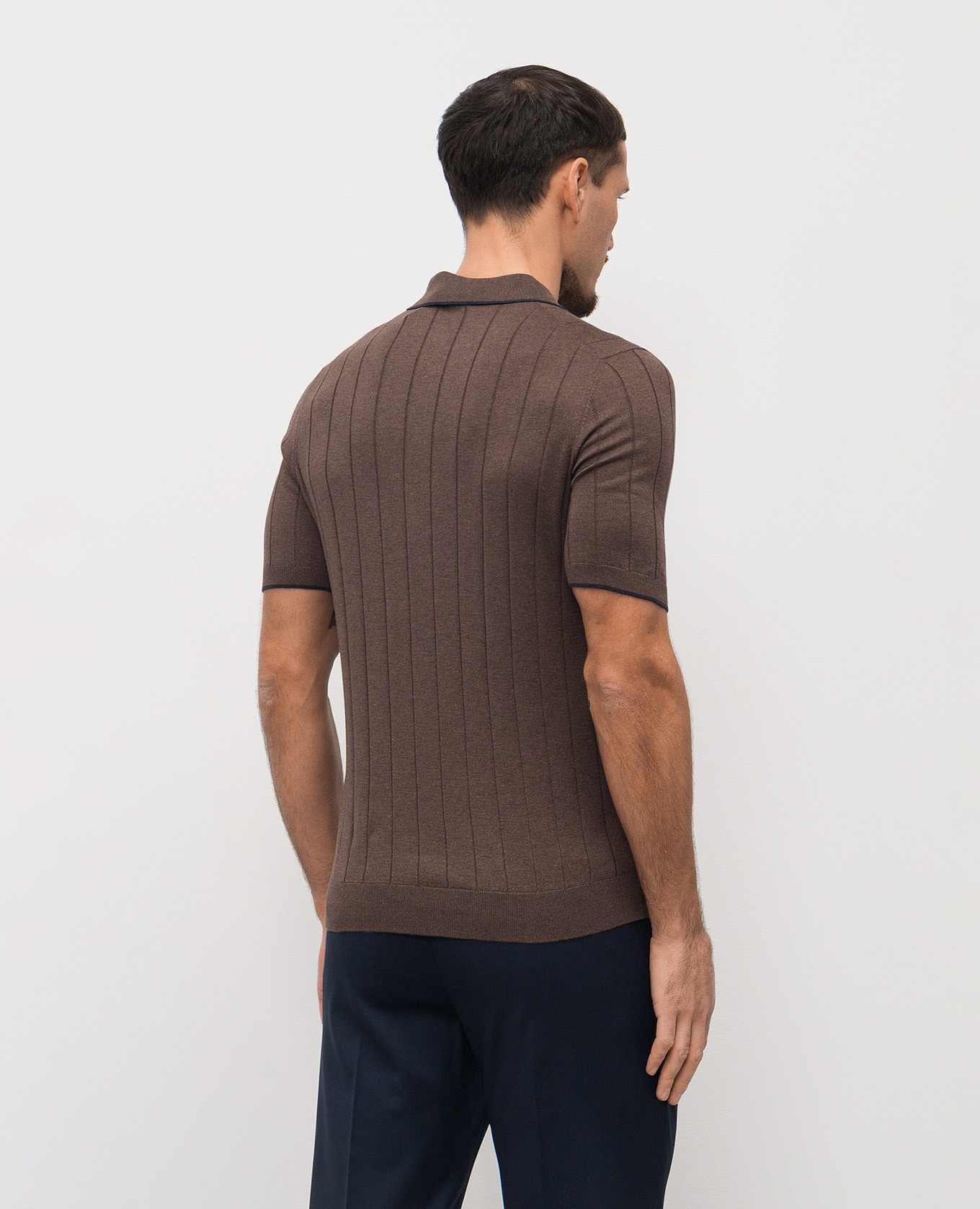 

Brown silk polo shirt Enrico Mandelli