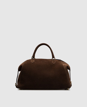 Christian Villa Brown suede tote bag with logo embossing 06687CIOCCOLATO
