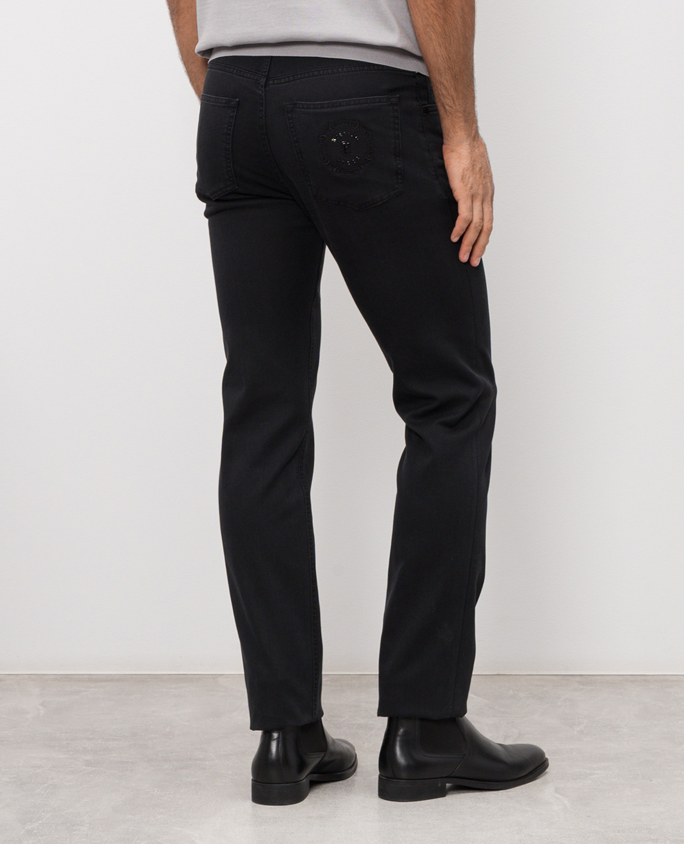 

Black jeans with textured logo Stefano Ricci