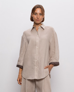 Brunello Cucinelli Beige linen shirt with sequins MP698MR606
