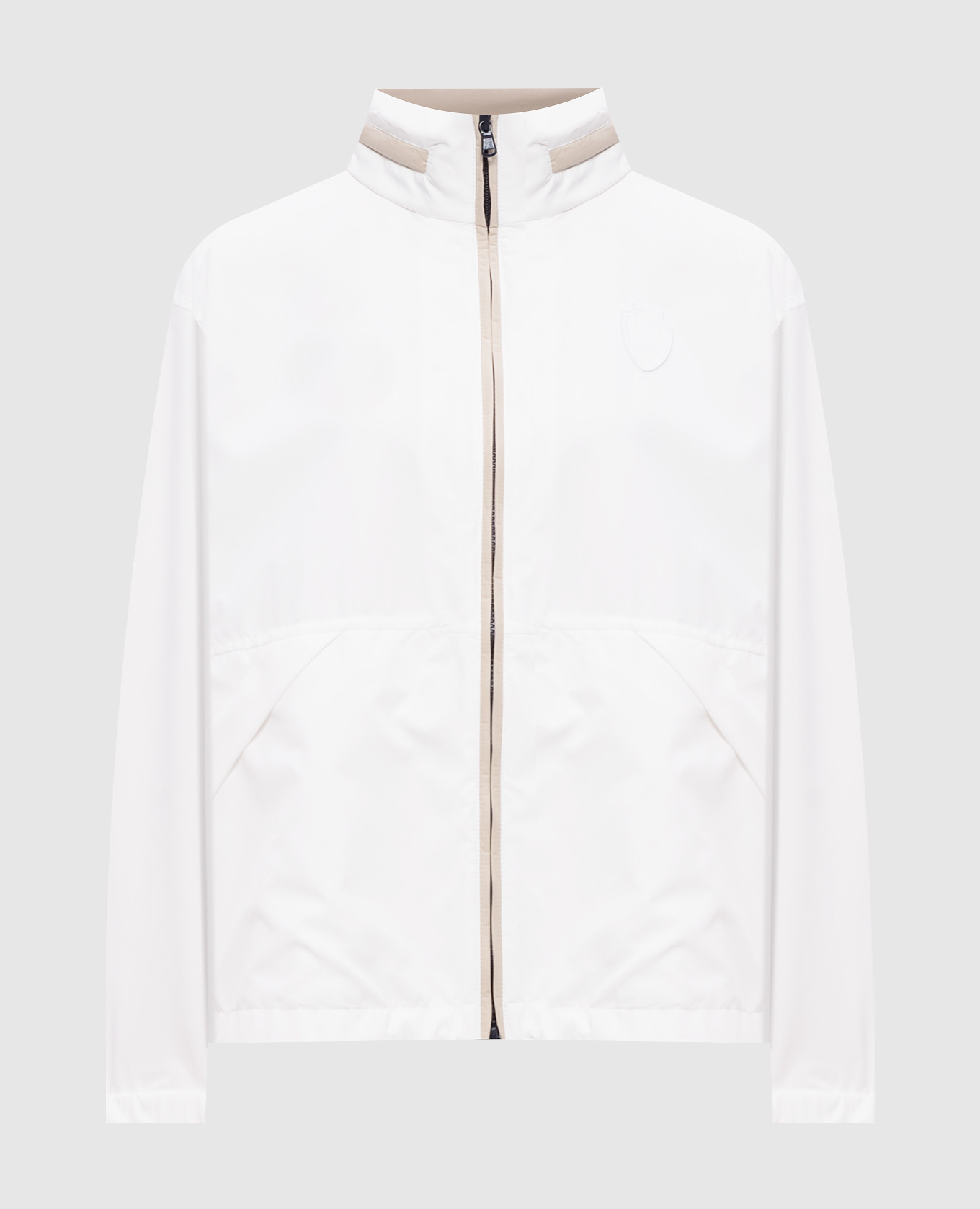 

White windbreaker with logo patch Brunello Cucinelli