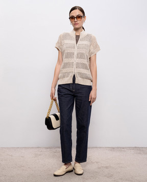 Peserico Beige vest with sequins S99123F0509110