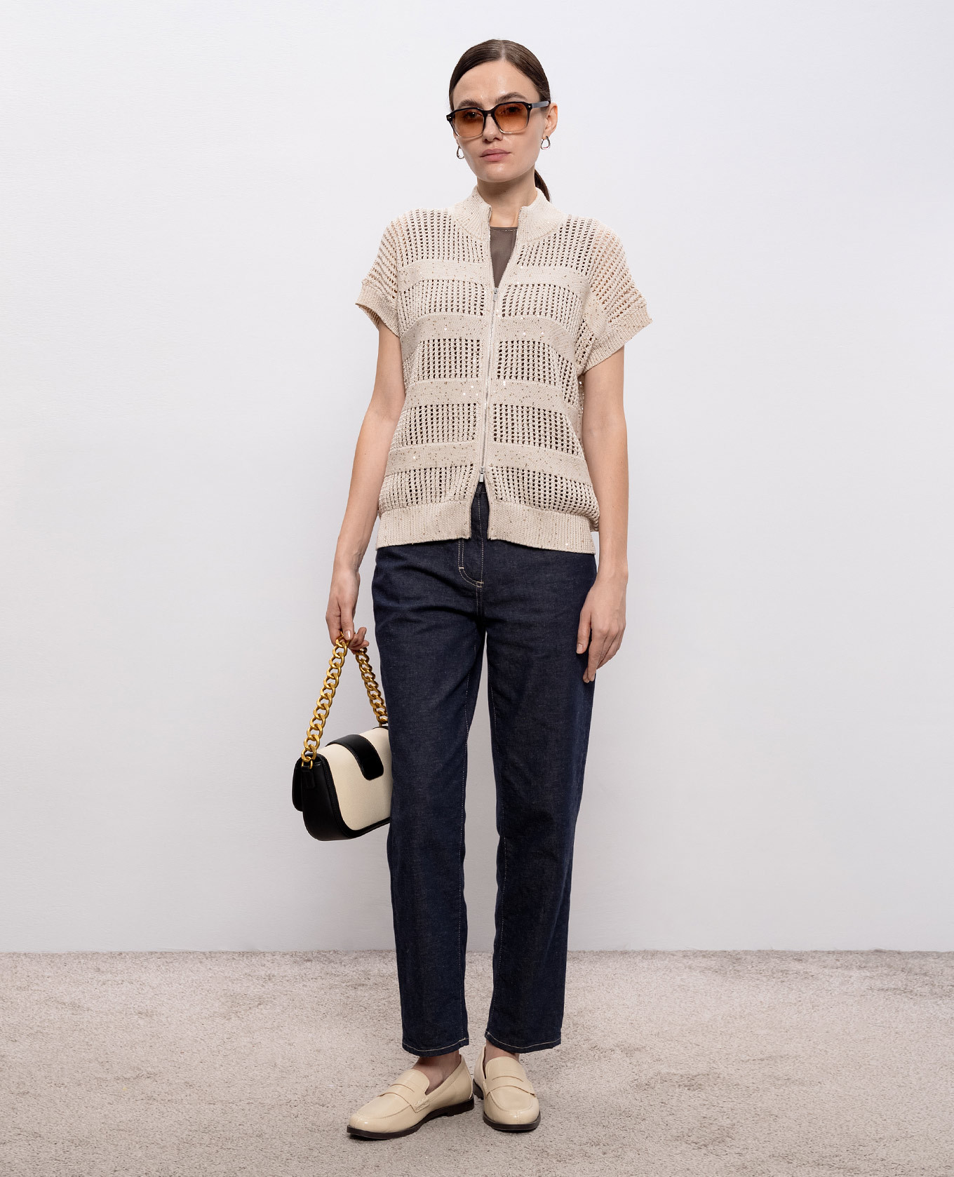 

Brown silk top Peserico