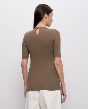 Brunello Cucinelli Brown top with monil chain MPTC8BJ310
