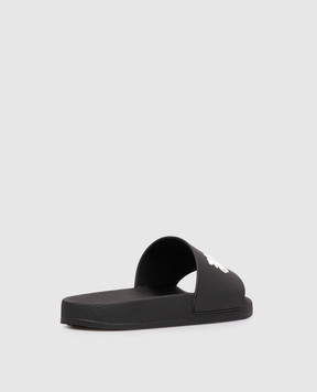 Palm Angels Black sliders with contrasting logo PMIC018S26MAT003