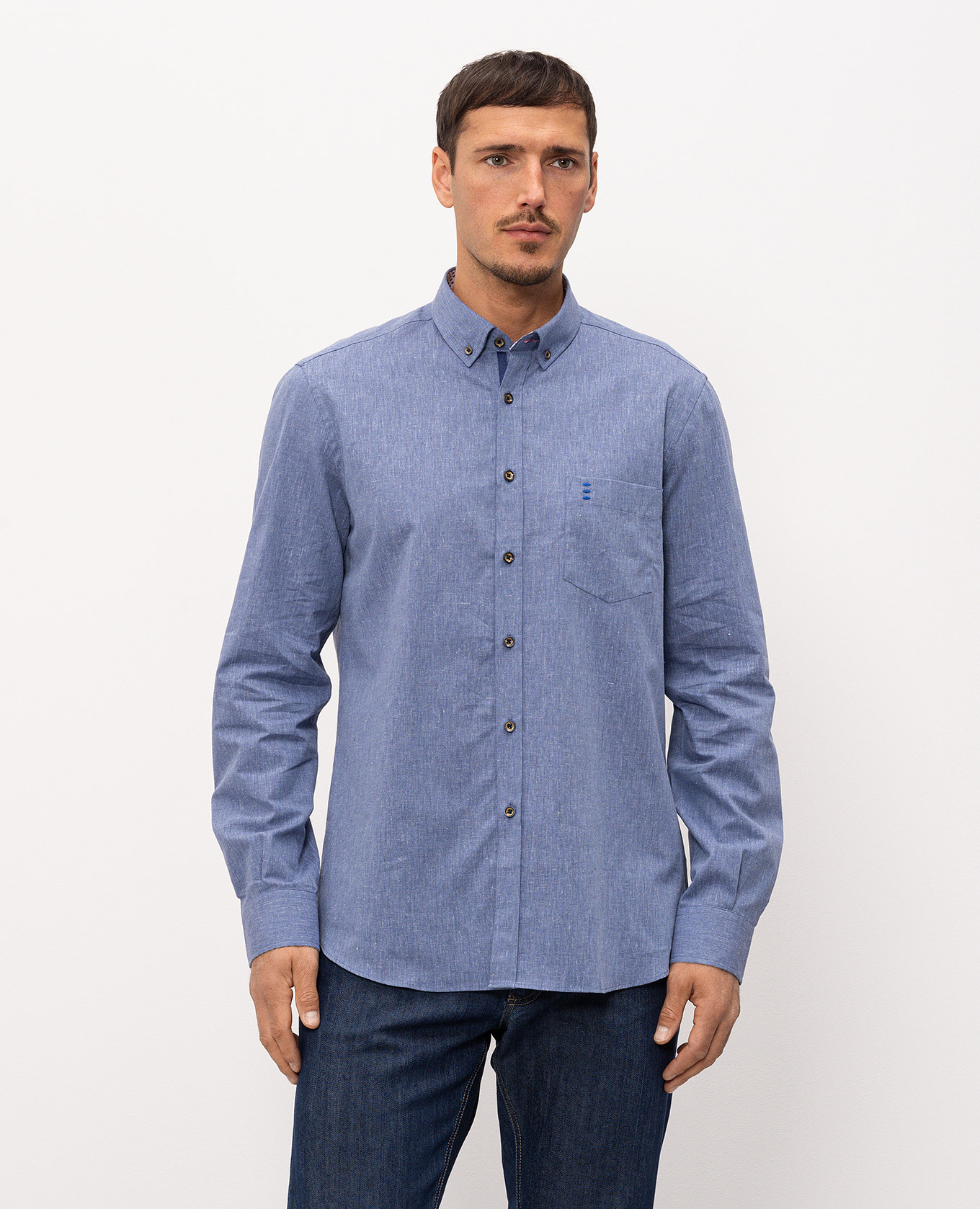 Blue shirt with linen Florentino 3