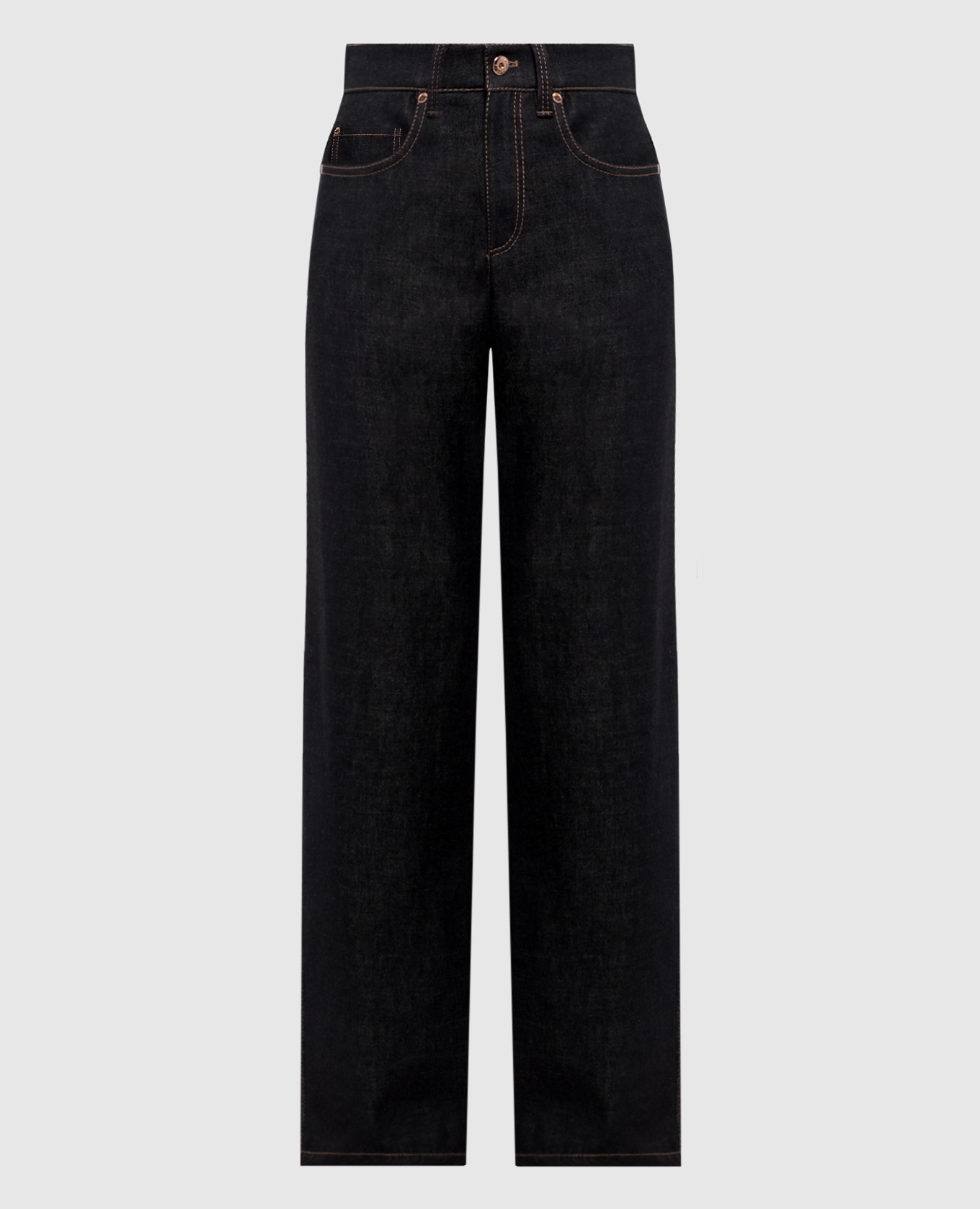 Dark blue jeans with logo patch