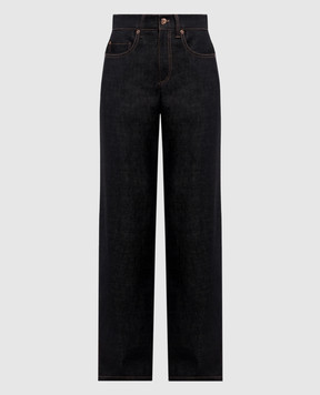 Brunello Cucinelli Dark blue jeans with logo patch ML134P4021