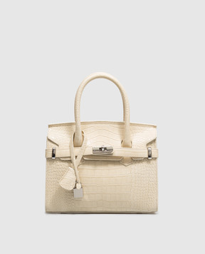 Gianni Notaro Beige crocodile-embossed leather bag 414COCCONIKEL