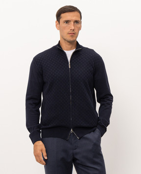 Stefano Ricci Blue cardigan made of wool, cashmere and silk K202026R31F26394